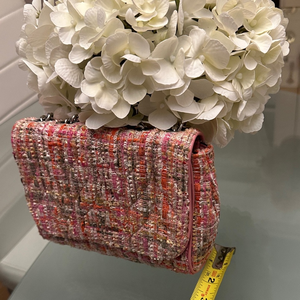 kate spade Pink and Coral Tweed Crossbody Bag with Silver Chain - Picture 5 of 15